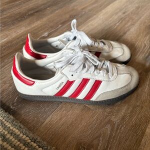 Adidas Samba White with Red Stripes